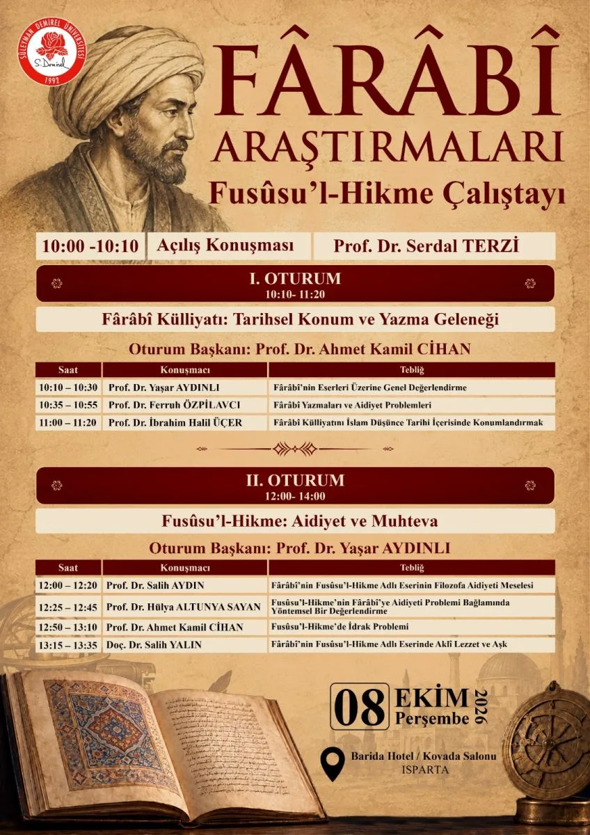Çalıştay afişi: oturumlar, konuşmacılar ve tebliğ başlıkları